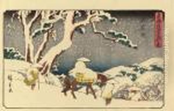 Ishiyakushi (the Fifty-three Stations Of The Tokaido) Oil Painting by Utagawa or Ando Hiroshige