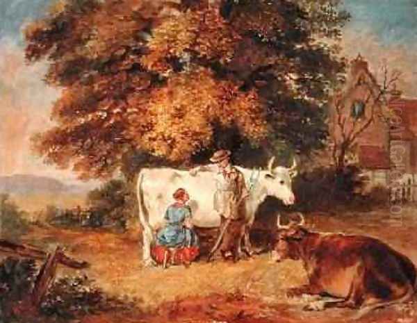 Rural Scene with Cows 1887 Oil Painting by James Flewitt Mullock