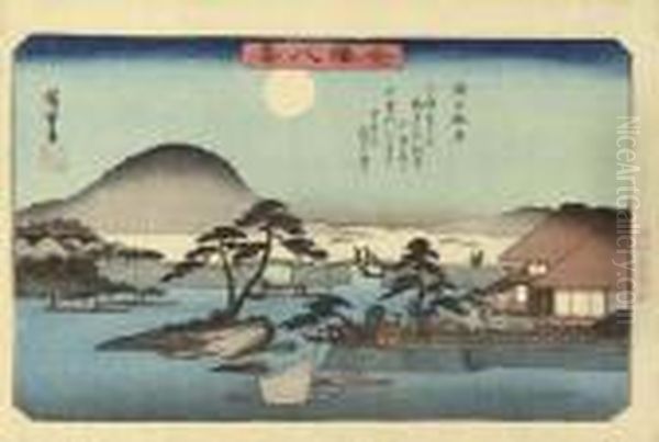 Seto Shugetsu (autumn Moon, Seto) Oil Painting by Utagawa or Ando Hiroshige