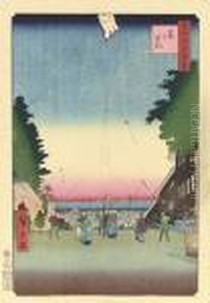 Kasumigaseki Oil Painting by Utagawa or Ando Hiroshige