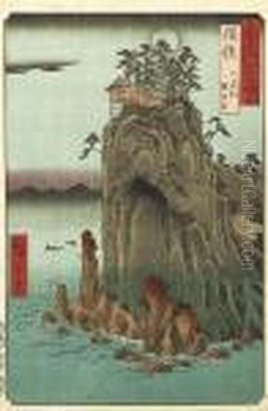 Bingo, Abumon Kannondo (kannon Hall, Abumon Temple, Bingo Province) Oil Painting by Utagawa or Ando Hiroshige