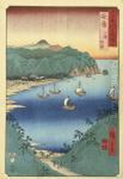 Awa, Kominato No Ura (kominato Bay, Awa Province) Oil Painting by Utagawa or Ando Hiroshige