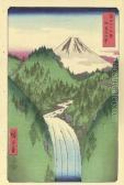 Izu No Sanchu (in The Mountains In Izu) Oil Painting by Utagawa or Ando Hiroshige