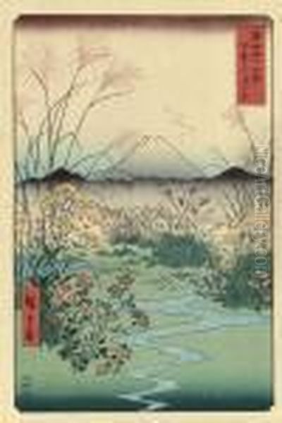 Kai Otsuki No Hara (otsuki Plain, Kai Province) Oil Painting by Utagawa or Ando Hiroshige