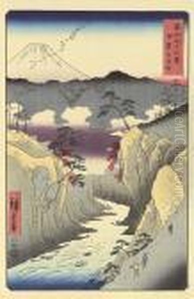 Kai Inume Toge (inume Pass, Kai Province) Oil Painting by Utagawa or Ando Hiroshige