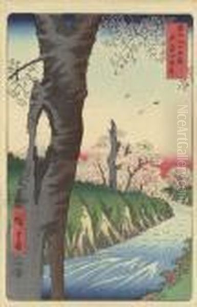 Musashi Koganei (koganei In Musashi Province) Oil Painting by Utagawa or Ando Hiroshige