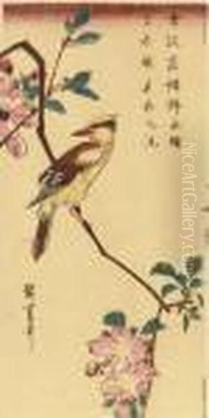 Two Kacho-e (bird And Flower Prints) Oil Painting by Utagawa or Ando Hiroshige