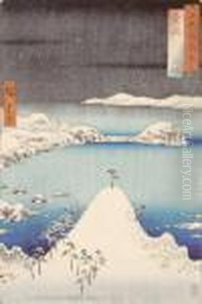 Dans La Province D'iki Oil Painting by Utagawa or Ando Hiroshige