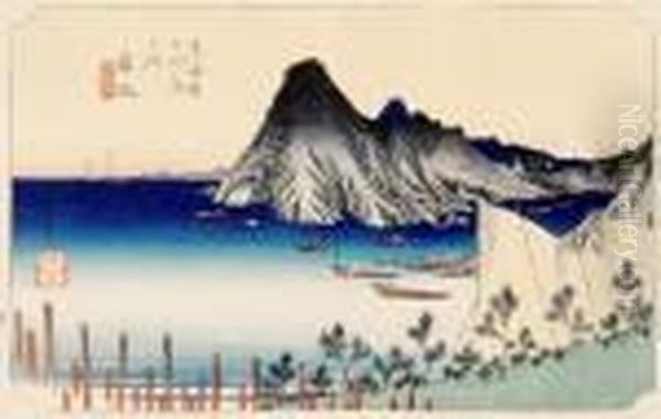 Vue Exacte D'imakiri Oil Painting by Utagawa or Ando Hiroshige