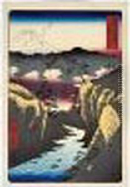 Le Mont Fuji Vu Du Col D'inume. Province De Kai Oil Painting by Utagawa or Ando Hiroshige