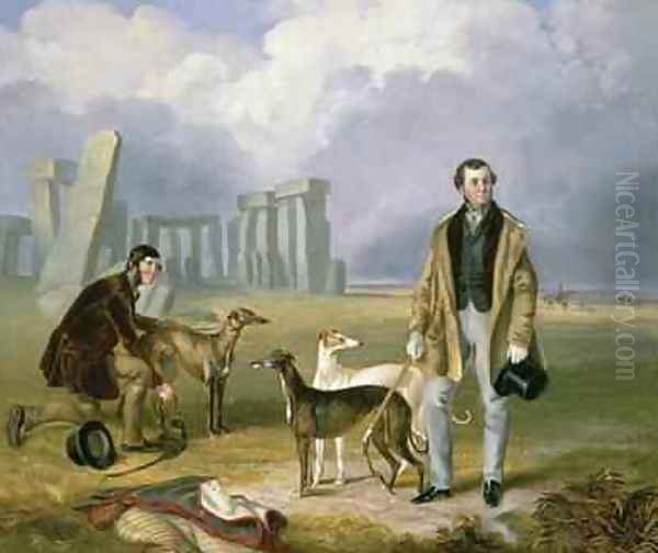 Charles Randell with Greyhounds 1849 Oil Painting by James Flewitt Mullock