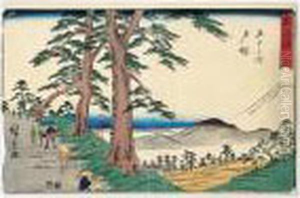 Dessin Preparatoire Et Estampe Correspondante Oil Painting by Utagawa or Ando Hiroshige