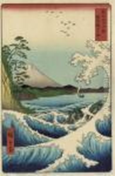 Fuji Sanjurokkei (thirty-six Views Of Mount Fuji) Oil Painting by Utagawa or Ando Hiroshige