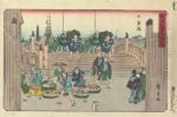 Twenty-six Prints From The Series Tokaido Gojusan Tsugi No Uchi Oil Painting by Utagawa or Ando Hiroshige