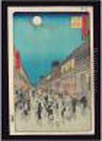 A Complete Set Of The Series ````the One Hundred Famous Views Of Edo' Oil Painting by Utagawa or Ando Hiroshige