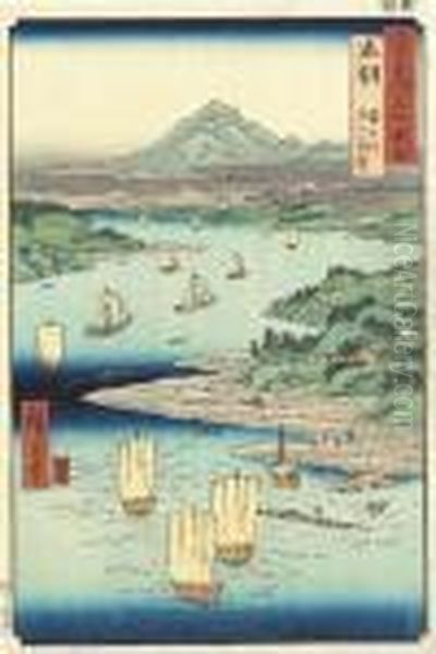 Two Prints, Inokashira No Ike, Benten No Yashiro Oil Painting by Utagawa or Ando Hiroshige