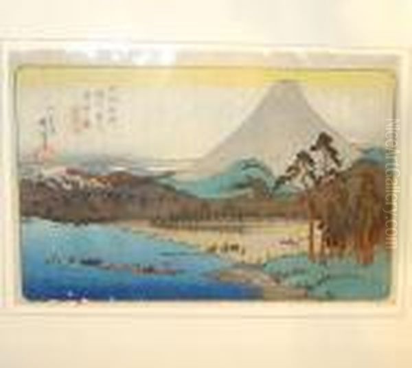 Honcho Meisho, Shunshu Fujigawa Oil Painting by Utagawa or Ando Hiroshige