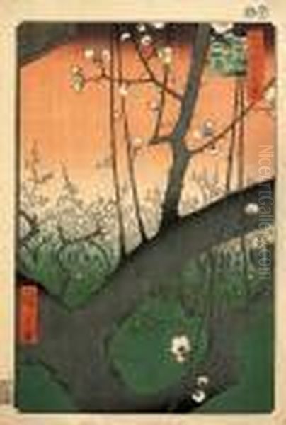 Kameido Umeyashiki (plum Garden,
 Kameido), From The Series Meishoedo Hyakkei (one Hundred Views Of 
Famous Places Of Edo) Oil Painting by Utagawa or Ando Hiroshige