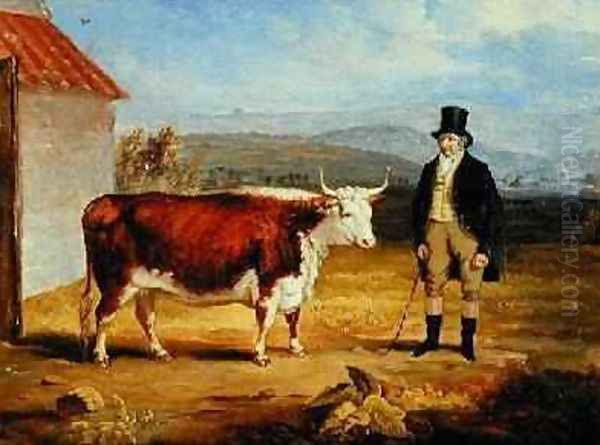 Mr James Hodges and his Two Year-Old Hereford Heifer 1843 Oil Painting by James Flewitt Mullock