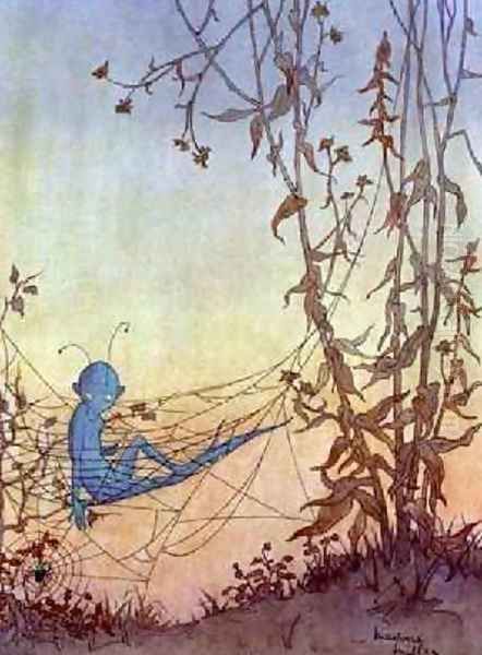 Cobwebs Are Really Fairies Hammocks 1928 Oil Painting by Marjorie Miller