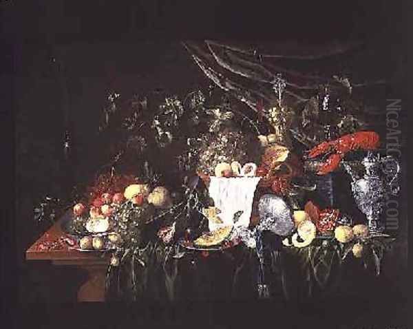 Still Life with Fruit and a Lobster Oil Painting by Wouter Mertens