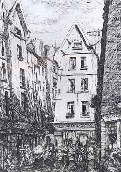 The Rue Pirouette 1860 Oil Painting by Charles Meryon