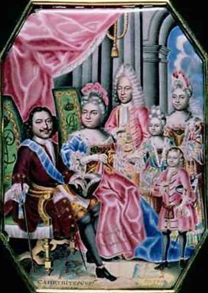 The Family of Emperor Peter I the Great 1672-1725 1717 Oil Painting by Grigory Semyonovich Musikiysky