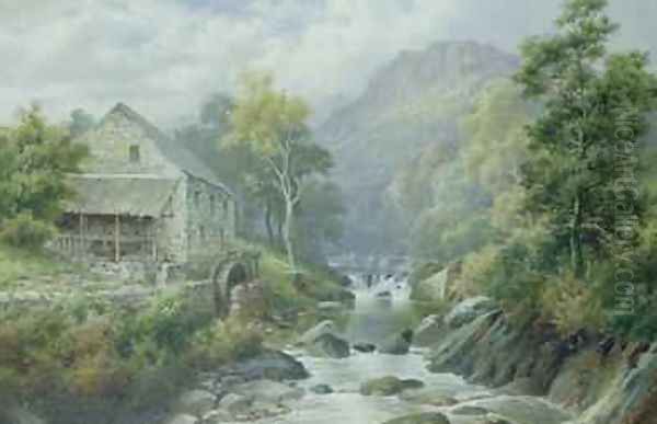 Old Disused Mill Dolgelly Oil Painting by William Henry Mander