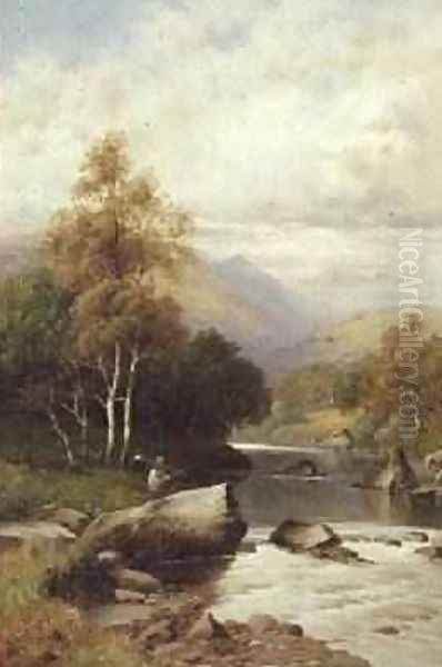 A Quiet Spot in the Festiniog Valley Wales 1909 Oil Painting by William Henry Mander