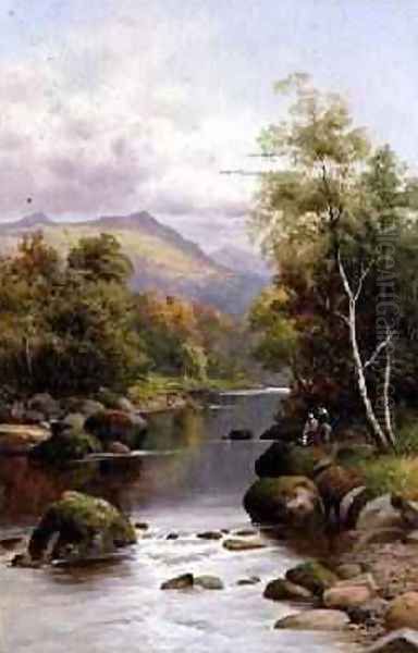 Evening on the Glaslyn North Wales 1909 Oil Painting by William Henry Mander