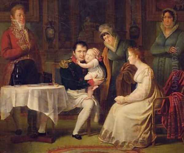 Napoleon I 1769-1821 Marie Louise 1791-1847 and the King of Rome 1811-73 1812 Oil Painting by Alexandre Menjaud