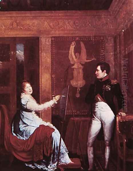 Marie Louise Painting the Emperor Oil Painting by Alexandre Menjaud