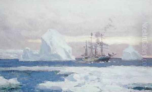 The Argentine Corvette Uruguay in the Antarctic Oil Painting by Eduardo de Martino