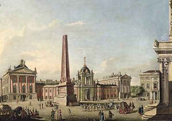 View of the Old Market and the Front Gate of the Schloss Sanssouci 1773 Oil Painting by Johann Friedrich Meyer