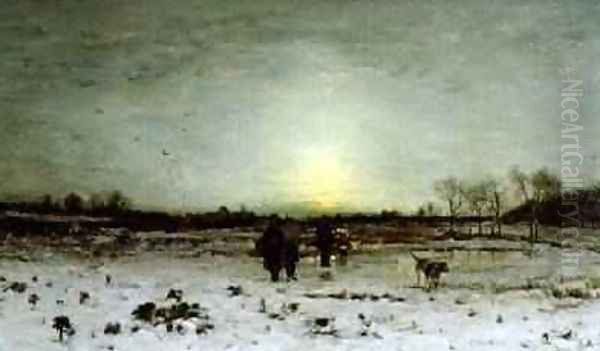 Winter Landscape at Sunset 2 Oil Painting by Ludwig Munthe