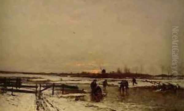 Winter Scene Oil Painting by Ludwig Munthe