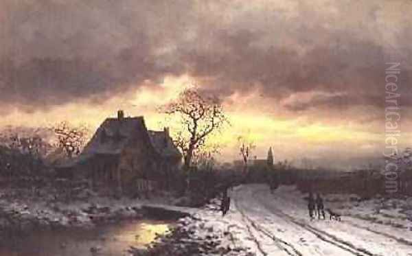 Winter Landscape at Sunset Oil Painting by Ludwig Munthe