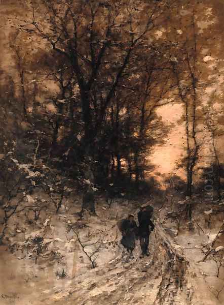 The wood gatherers Oil Painting by Ludwig Munthe