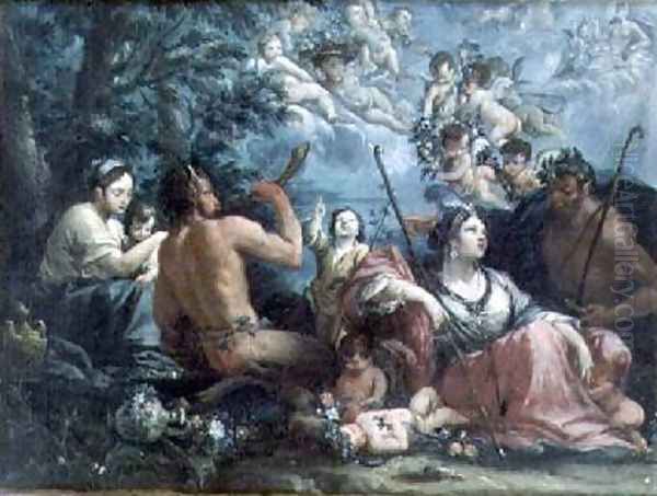 Nymphs Satyrs and Putti Oil Painting by Francesco Monti