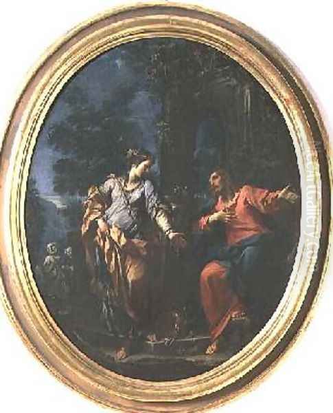 Christ and the Woman of Samaria Oil Painting by Francesco Monti