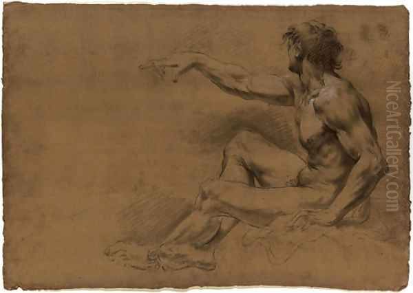 Seated Academic nude Oil Painting by Francesco Monti