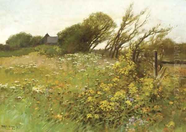 Wildflower Field in Bloom Oil Painting by Edward Percy Moran