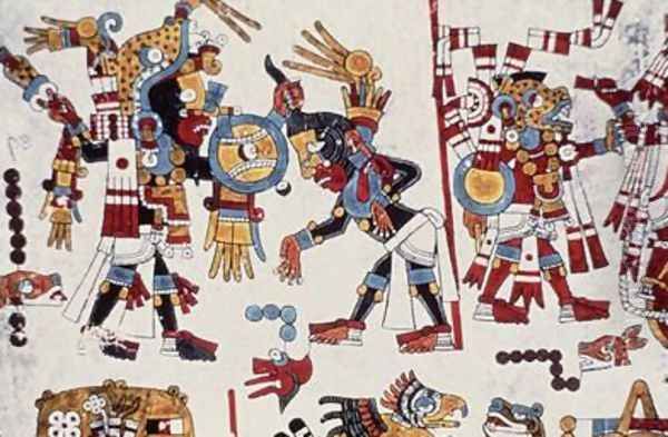 King Eight Deer Jaguar Claw of Tilantongo Captures FourWind Oil Painting by Mixtec