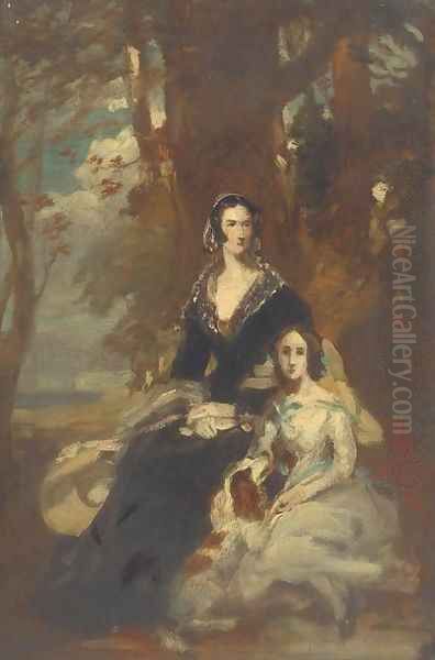 Portrait of two ladies Oil Painting by Daniel Macnee