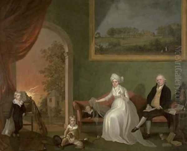 Portrait of Robert Mynors 1739-1806 and his Family 1797 Oil Painting by James Millar