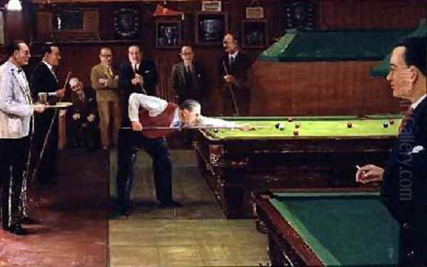 A Snooker Match Oil Painting by Jos McInnes