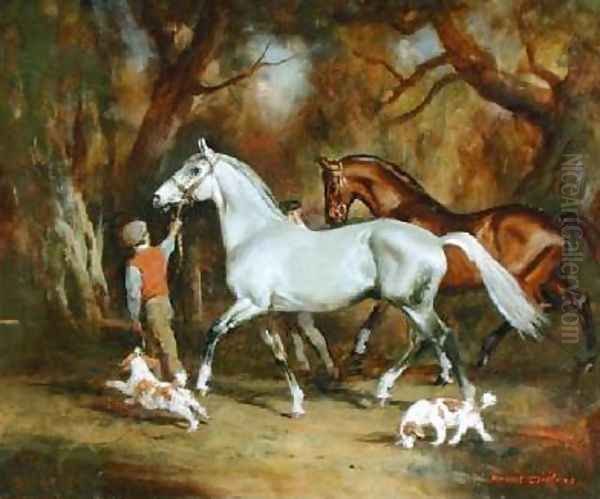 Leading Ponies Oil Painting by H. Raoul Millais