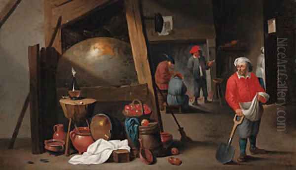 Peasants in a tavern Oil Painting by Cornelis Mahu