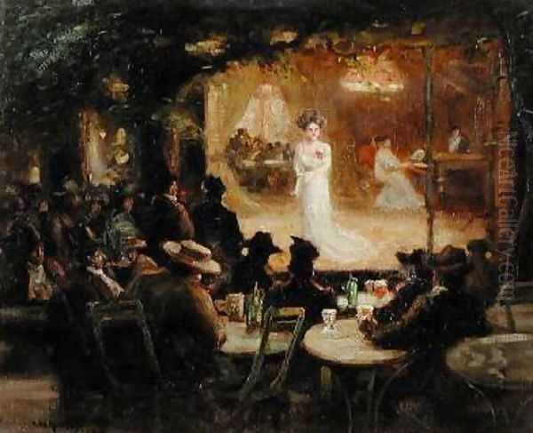 An Open Air Concert Paris 1920 Oil Painting by Thomas William Morley