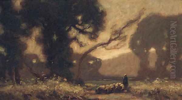 Evening, Hayes, Kent Oil Painting by Thomas William Morley